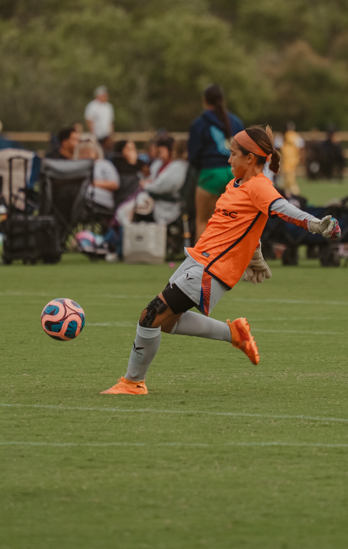 Stella in her goalkeeper kit on the pitch
